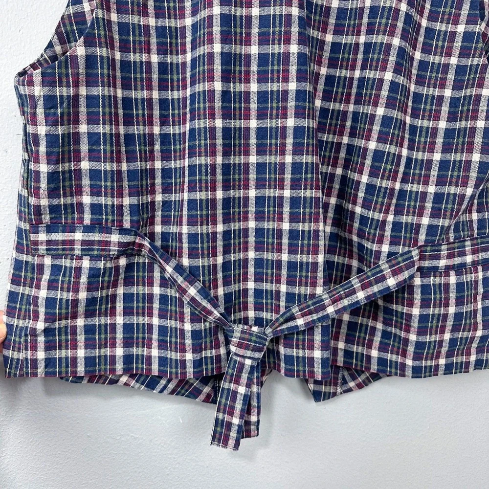Vintage 90s Milano Design Group Vest Size L Linen Cotton Plaid Grunge‎ Academia